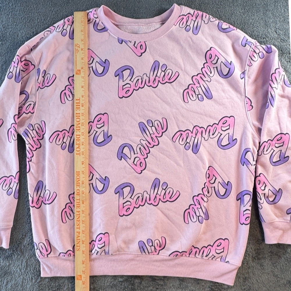 Barbie Hybrid Apparel All Over Print Sweatshirt Pink Purple Logo XXL 2023 Mattel - Picture 2 of 6